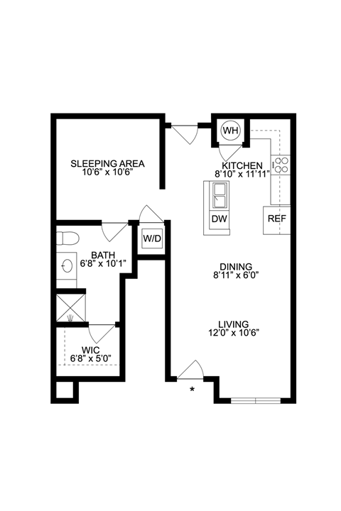 a floor plan of a house with a bedroom and a living room